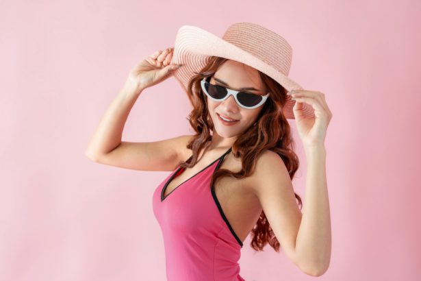 Summer Elegance, Asian Woman's Beauty in Seasonal Travel